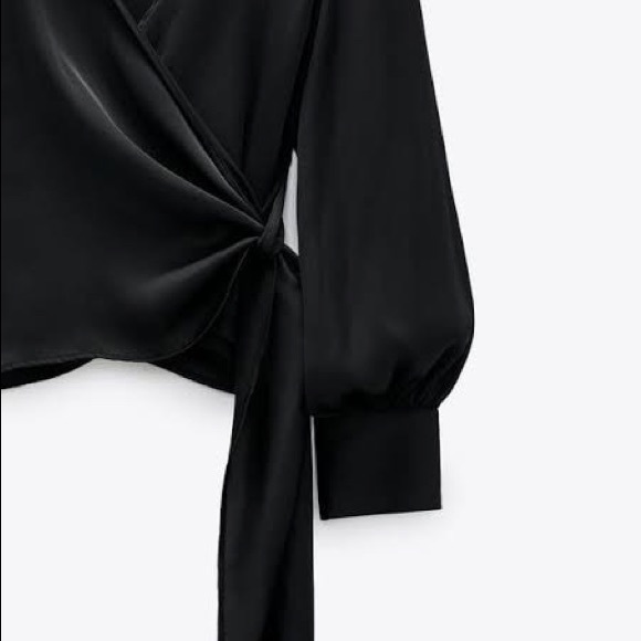 Zara Satin Effect Wrap Blouse - Picture 7 of 9